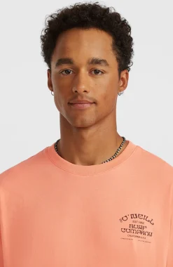 HerenMelange Chest-Print T-shirt| Oranje