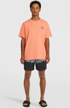 HerenMelange Chest-Print T-shirt| Oranje