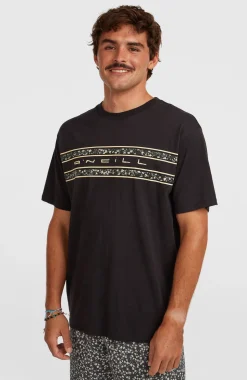 HerenO'Neill Flower Stripe T-shirt| Zwart
