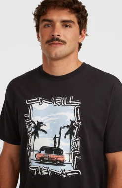 HerenPhoto Front-Print T-shirt| Zwart