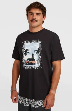 HerenPhoto Front-Print T-shirt| Zwart