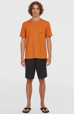 HerenSlub Chest Pocket T-shirt| Oranje