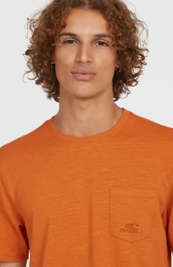 HerenSlub Chest Pocket T-shirt| Oranje