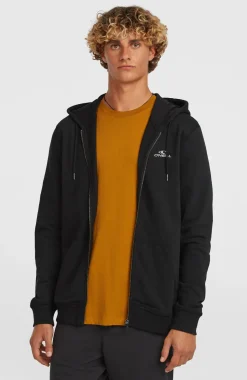 HerenSmall Logo hoodie met volledige rits| Zwart