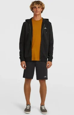 HerenSmall Logo hoodie met volledige rits| Zwart