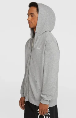 HerenSmall Logo hoodie met volledige rits| Grijs