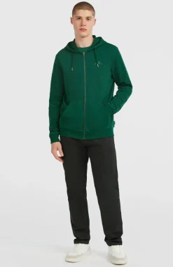 HerenSmall Logo hoodie met volledige rits| Groen
