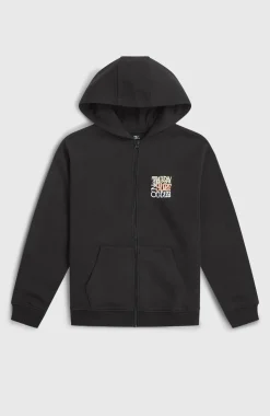 KidsGraphic capuchonvest met volledige rits| Zwart