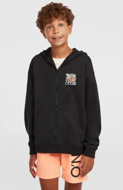 KidsGraphic capuchonvest met volledige rits| Zwart