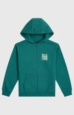 KidsGraphic capuchonvest met volledige rits| Groen