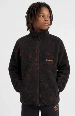 KidsHigh-Pile fleecevest met volledige rits| Zwart