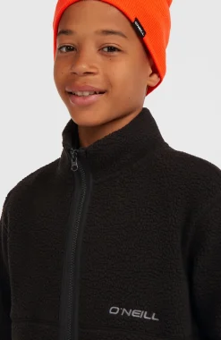 KidsHigh-Pile fleecevest met volledige rits| Zwart