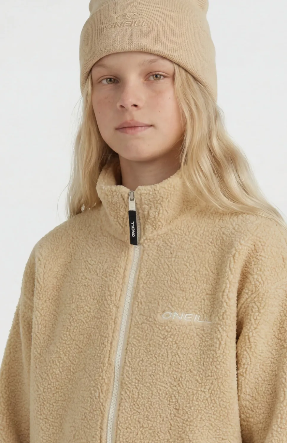 KidsHigh-Pile fleecevest met volledige rits| Beige
