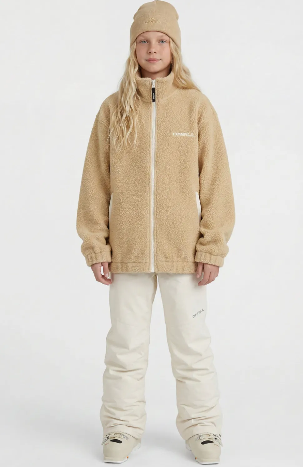 KidsHigh-Pile fleecevest met volledige rits| Beige