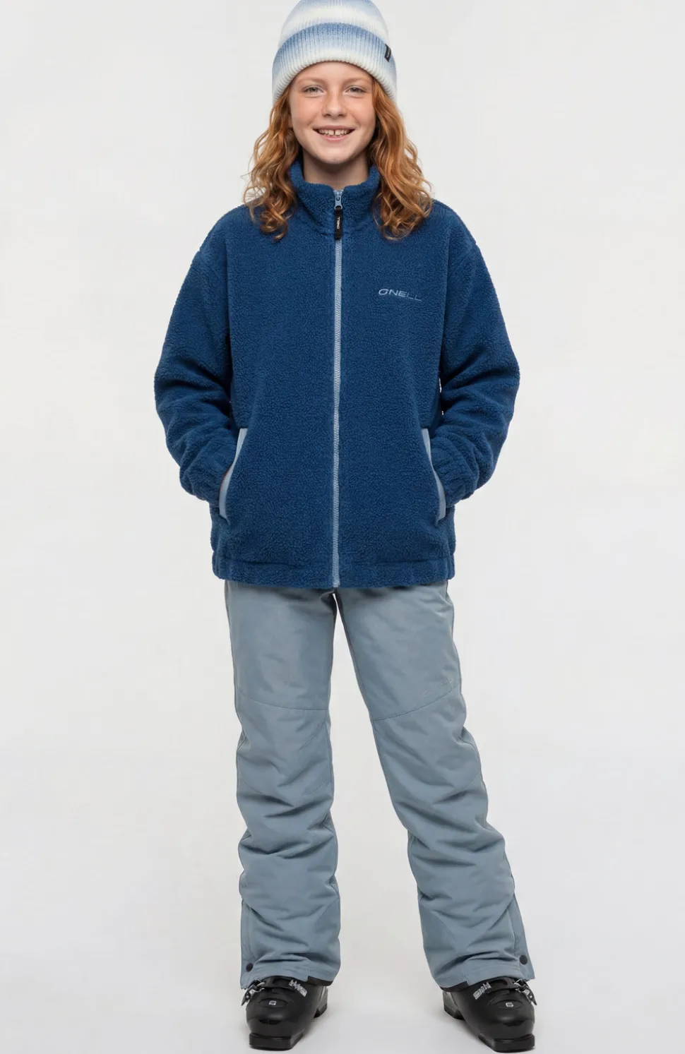 KidsHigh-Pile fleecevest met volledige rits| Blauw