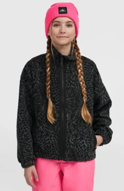 KidsHigh-Pile fleecevest met volledige rits| Zwart
